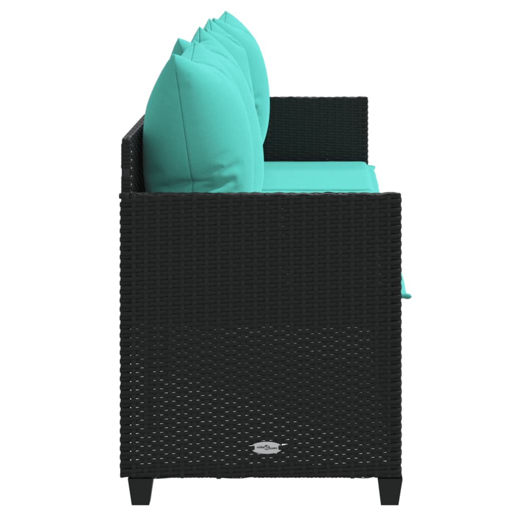 Sonnenliege mit Kissen Schwarz Poly Rattan