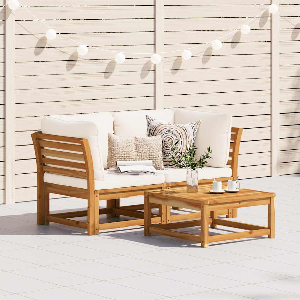 Gartensofa mit Kissen 2-Sitzer Massivholz Akazie