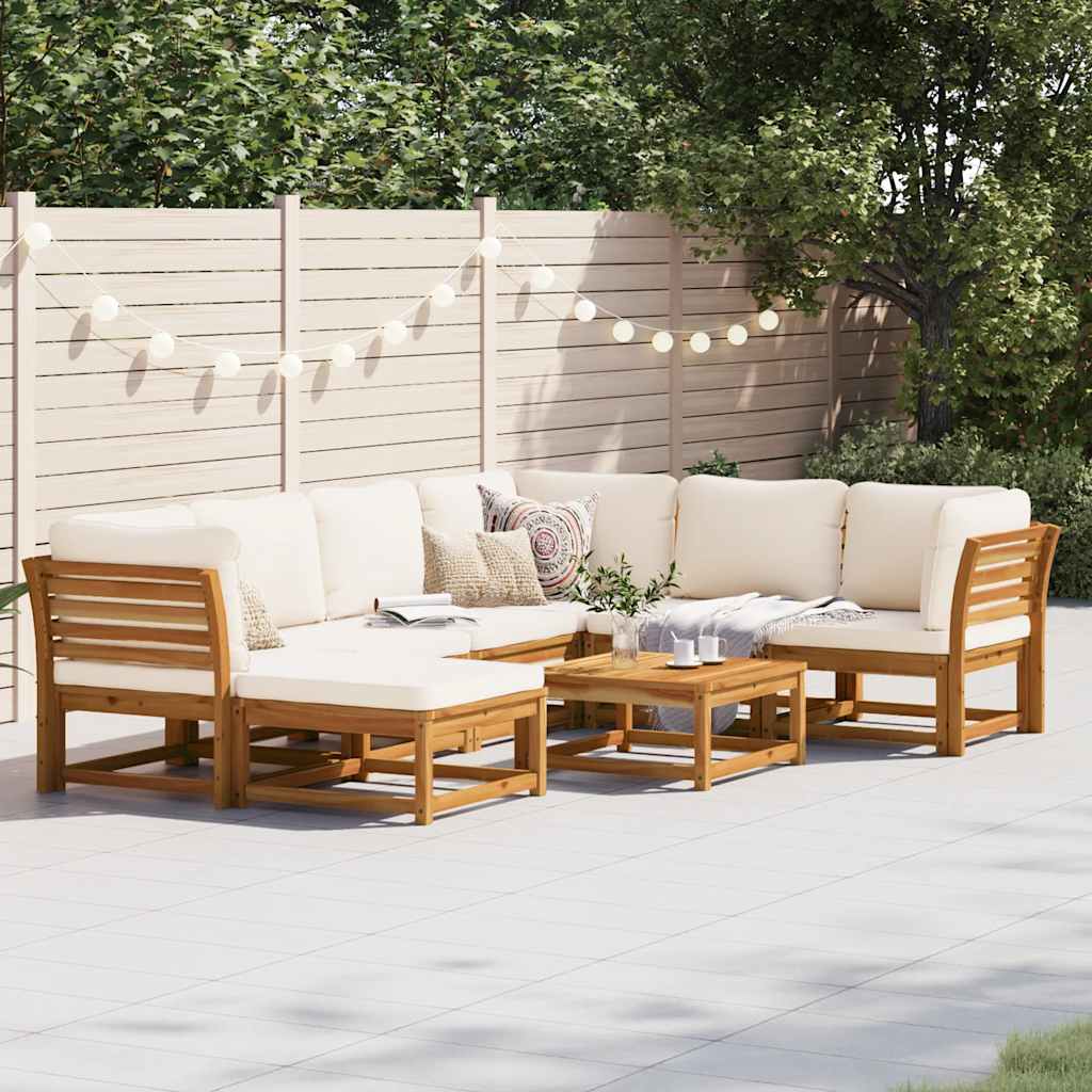 8-tlg. Garten-Lounge-Set mit Kissen Massivholz Akazie