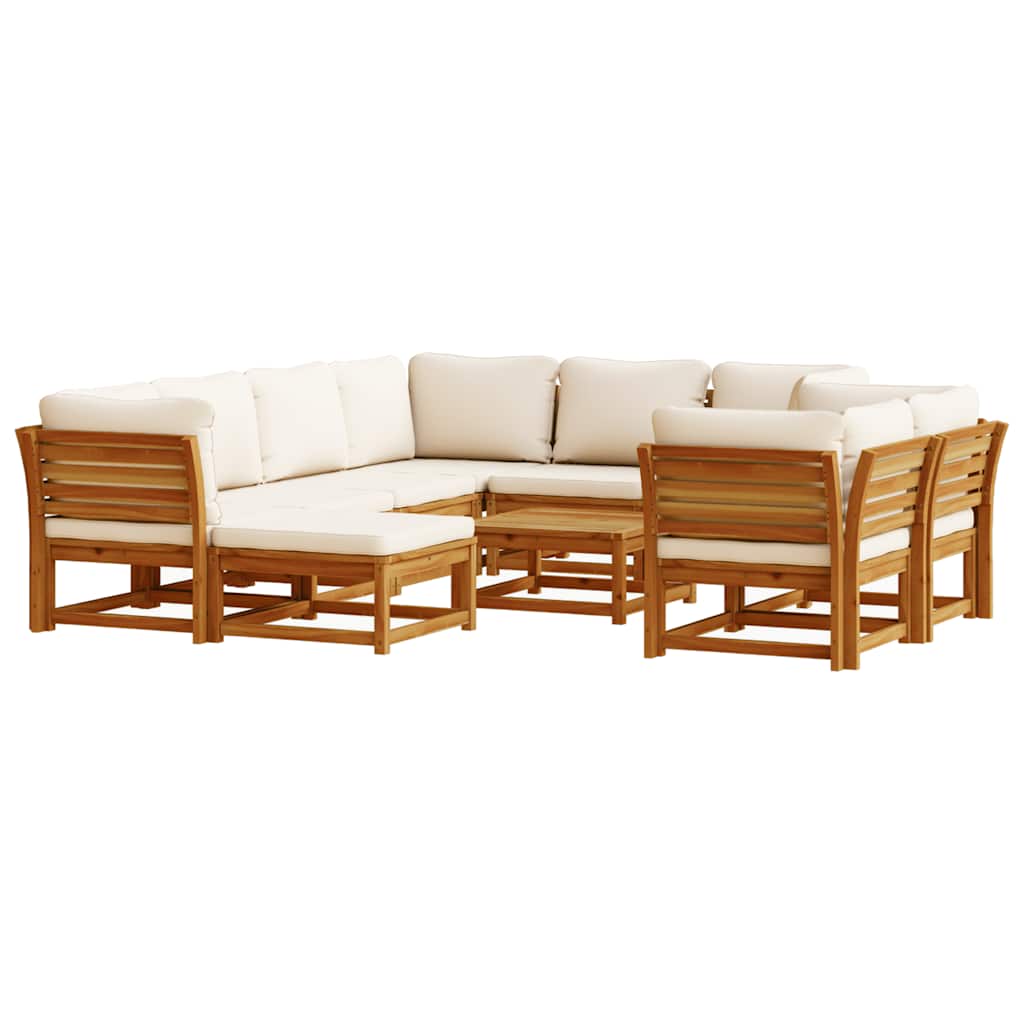 10-tlg. Garten-Lounge-Set mit Kissen Massivholz Akazie