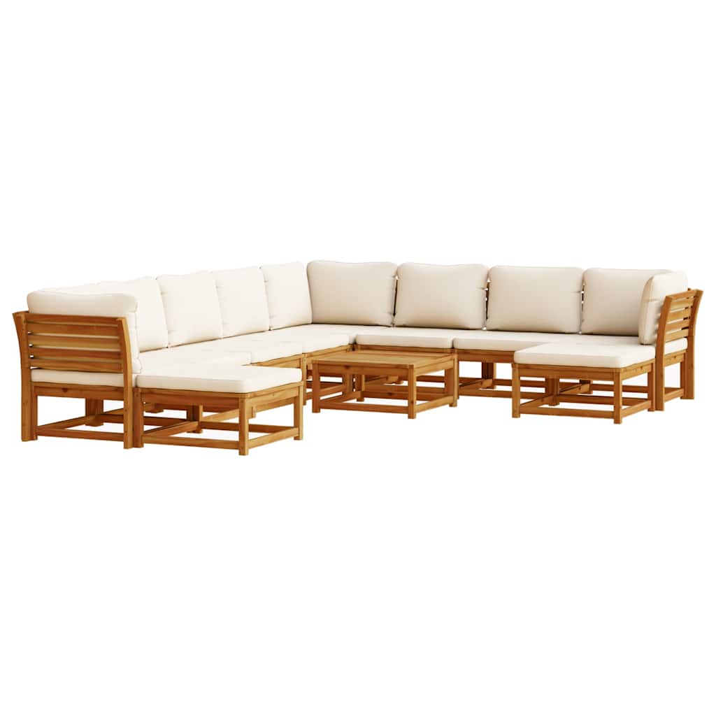 11-tlg. Garten-Lounge-Set mit Kissen Massivholz Akazie