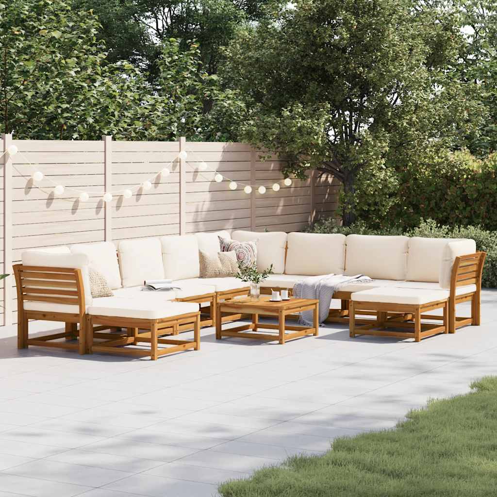 11-tlg. Garten-Lounge-Set mit Kissen Massivholz Akazie