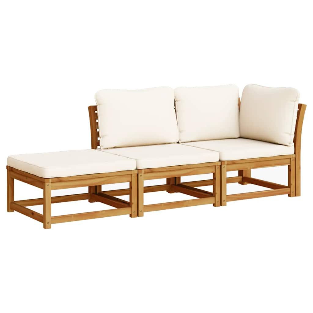 3-tlg. Garten-Lounge-Set mit Kissen Massivholz Akazie