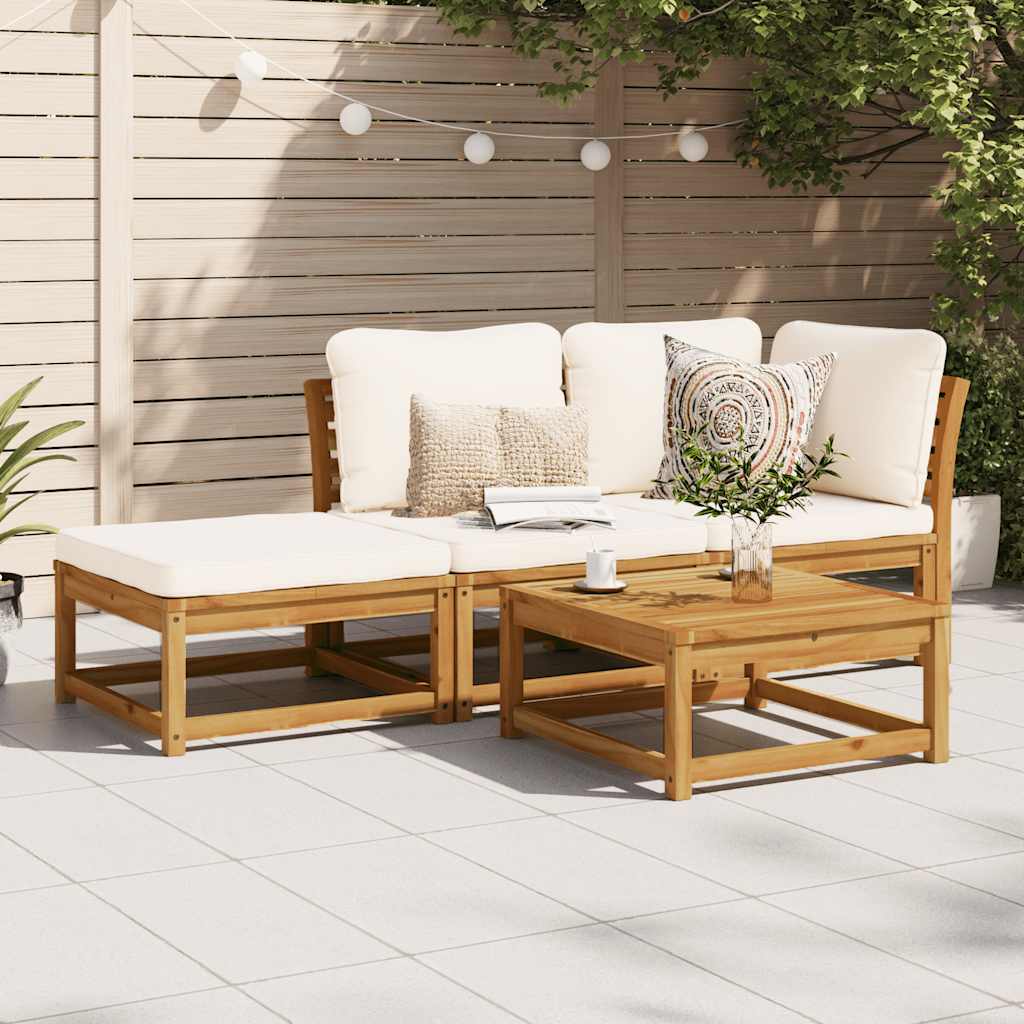 3-tlg. Garten-Lounge-Set mit Kissen Massivholz Akazie