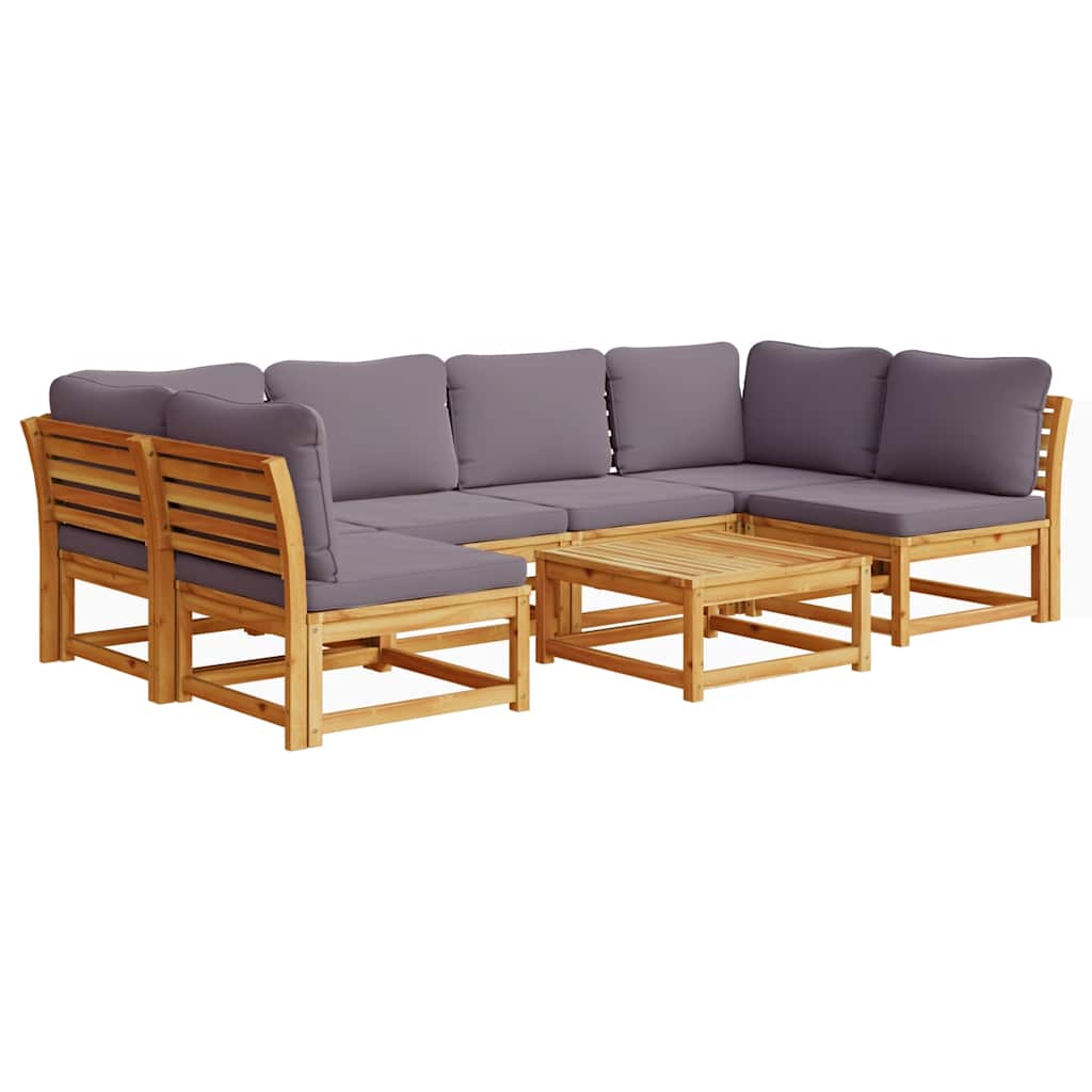 7-tlg. Garten-Lounge-Set mit Kissen Massivholz Akazie