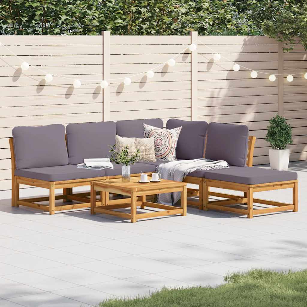 6-tlg. Garten-Lounge-Set mit Kissen Massivholz Akazie