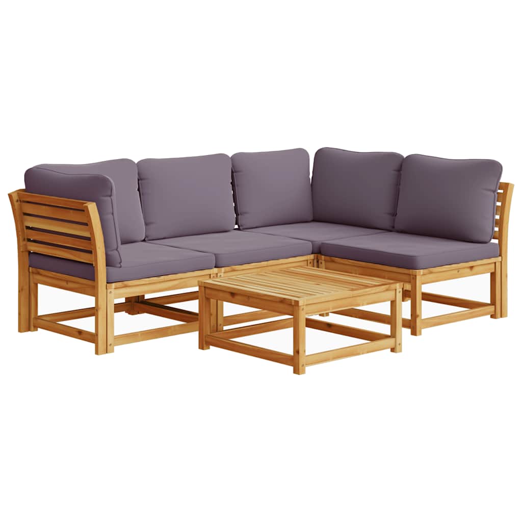 5-tlg. Garten-Lounge-Set mit Kissen Massivholz Akazie