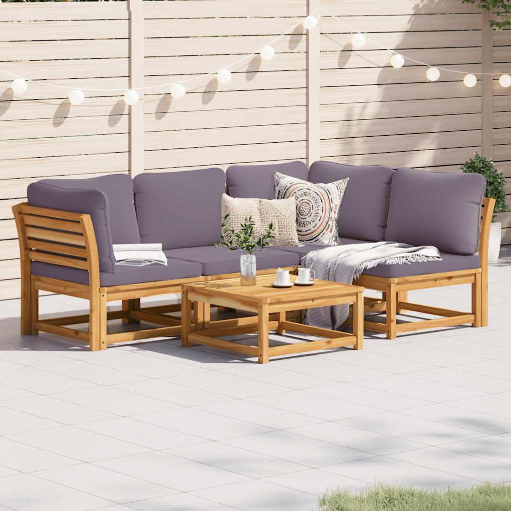 5-tlg. Garten-Lounge-Set mit Kissen Massivholz Akazie