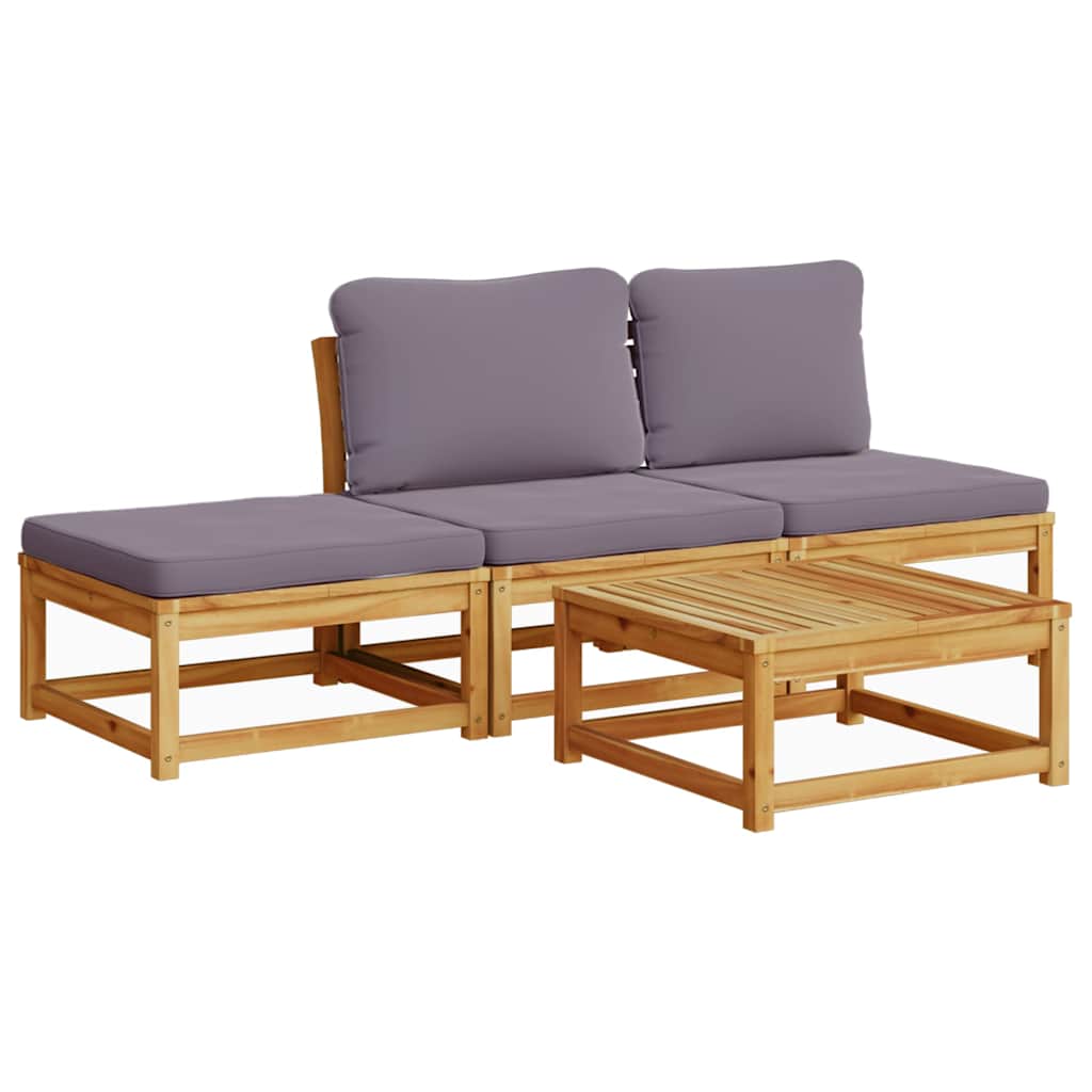 4-tlg. Garten-Lounge-Set mit Kissen Massivholz Akazie