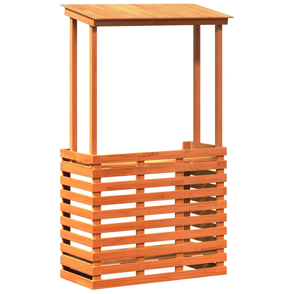 Gartenbar mit Dach Braun 112,5x57x195,5 cm Massivholz Kiefer