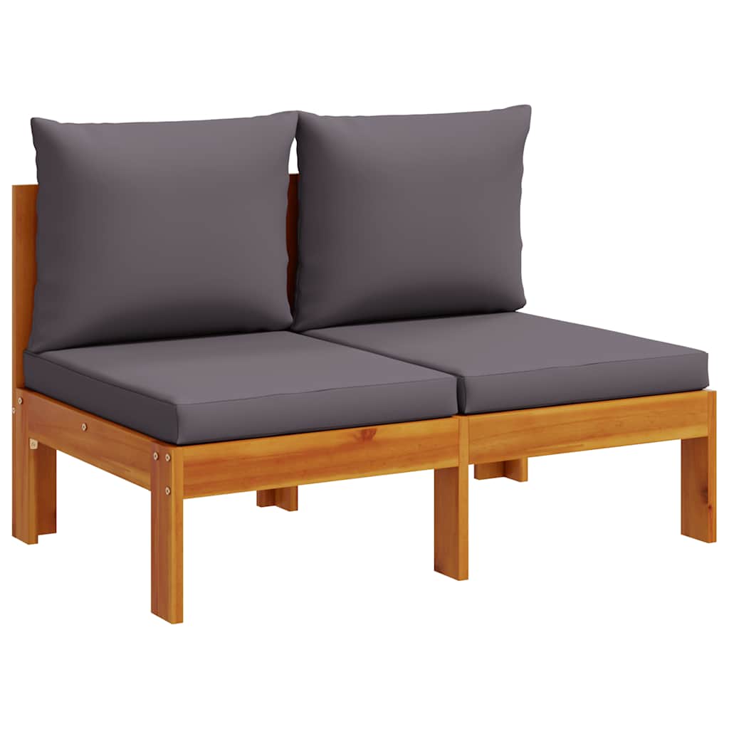 Gartensofa ohne Armlehnen mit Kissen 2-Sitzer Massivholz Akazie