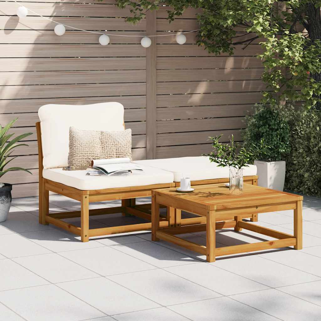 3-tlg. Garten-Lounge-Set mit Kissen Massivholz Akazie