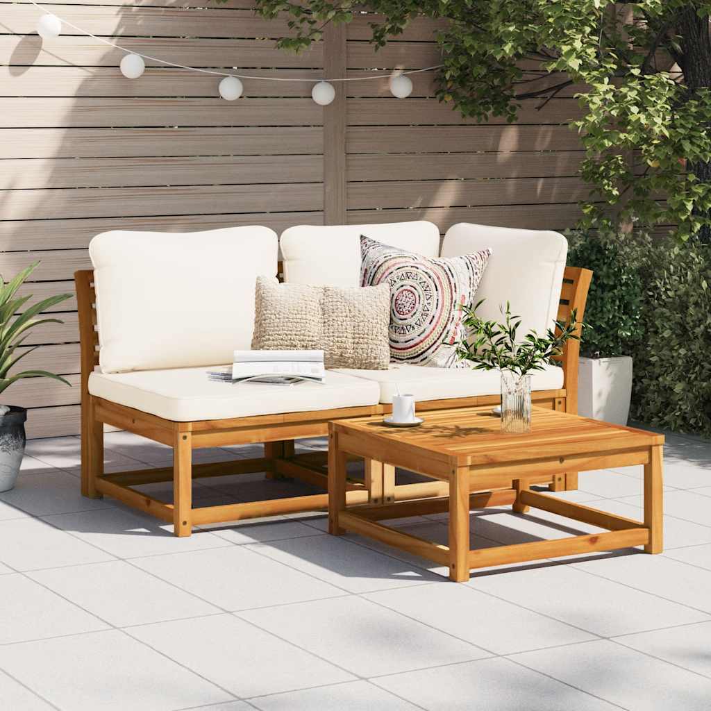 2-tlg. Garten-Lounge-Set mit Kissen Massivholz Akazie