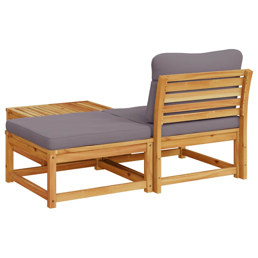 3-tlg. Garten-Lounge-Set mit Kissen Massivholz Akazie