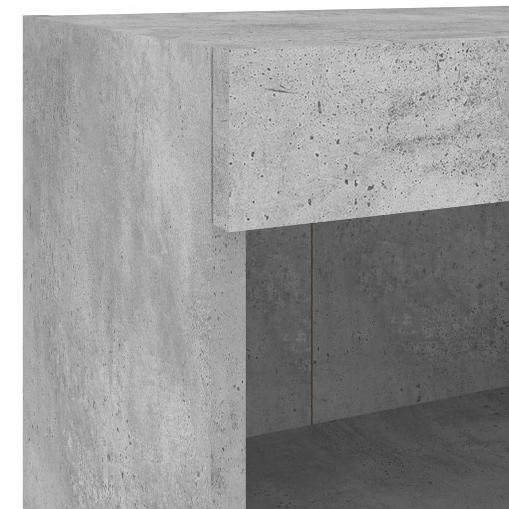5-tlg. Wohnwand mit LED-Beleuchtung Betongrau Holzwerkstoff
