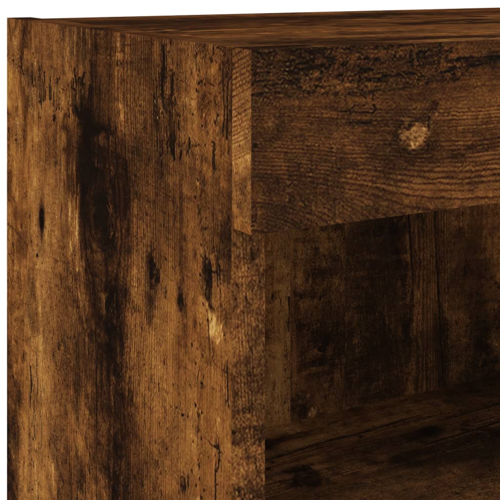 8-tlg. Wohnwand mit LED-Beleuchtung Räuchereiche Holzwerkstoff
