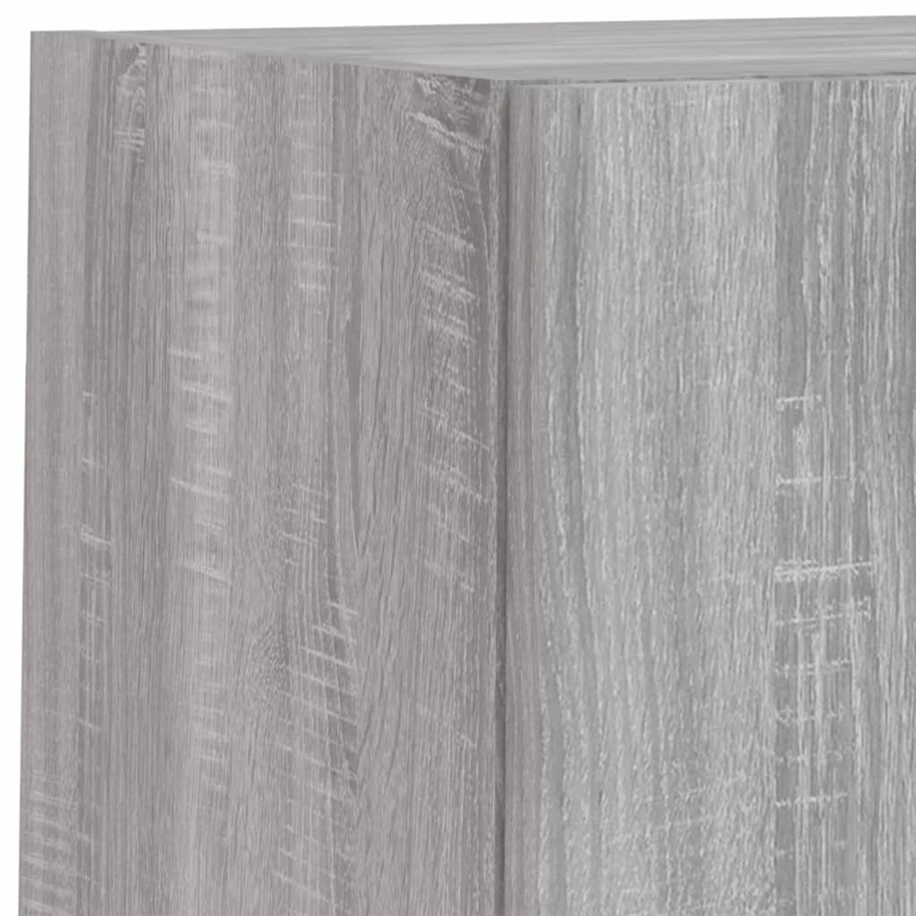 4-tlg. Wohnwand mit LED-Beleuchtung Grau Sonoma Holzwerkstoff