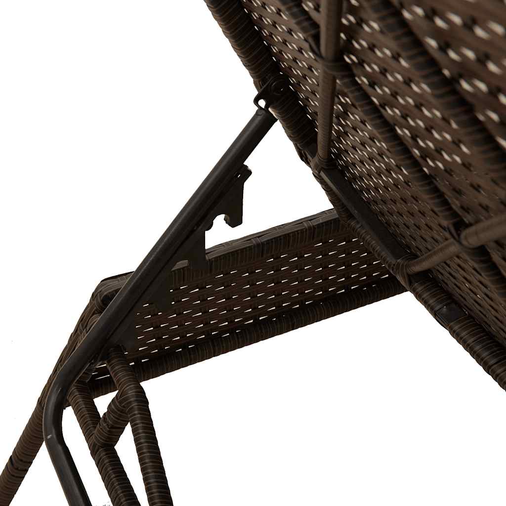 Sonnenliege mit Kissen Braun Poly Rattan