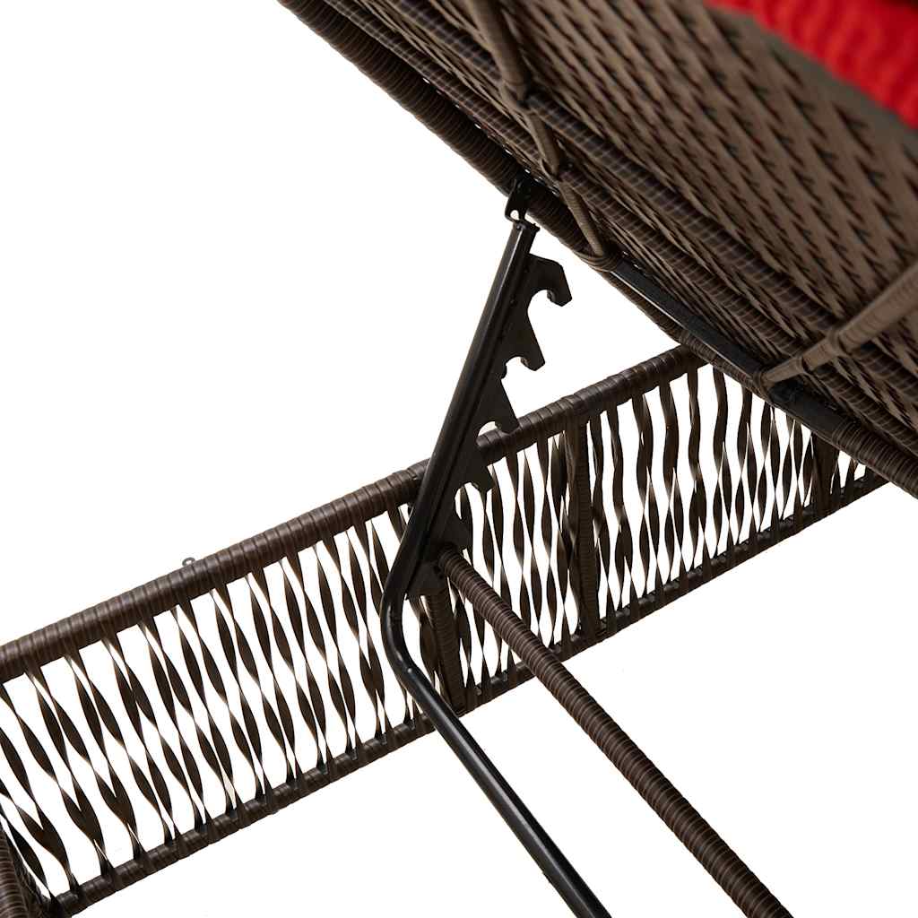 Sonnenliege mit Kissen Braun Poly Rattan
