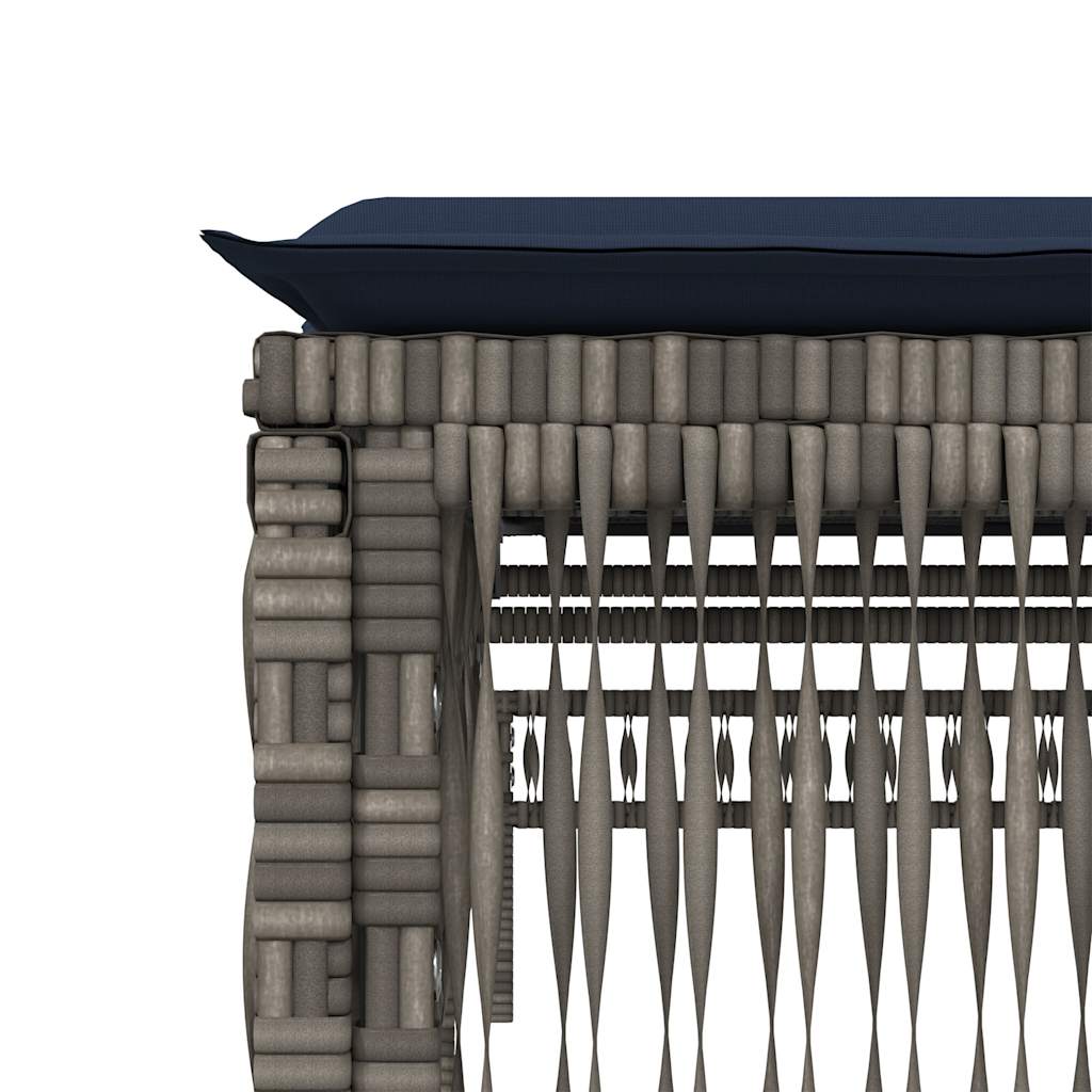 Sonnenliegen 2 Stk. mit Tisch Grau Poly Rattan