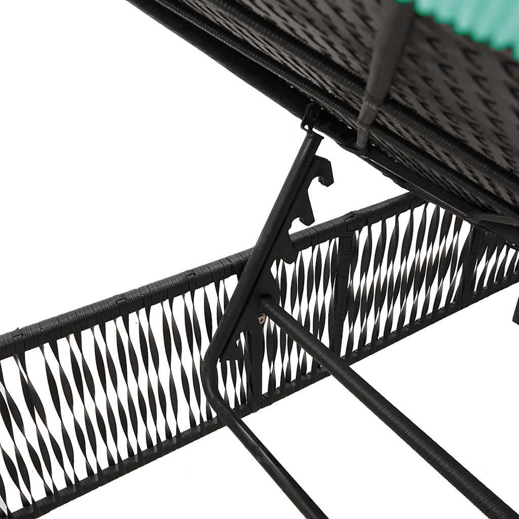 Sonnenliegen 2 Stk. mit Tisch Schwarz Poly Rattan