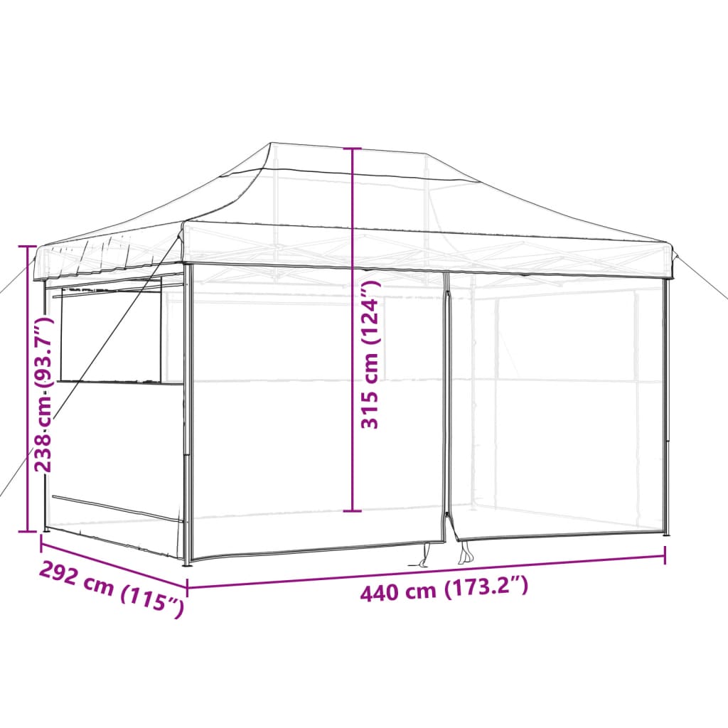 Partyzelt Faltbar Pop-Up mit 4 Seitenteilen Taupe