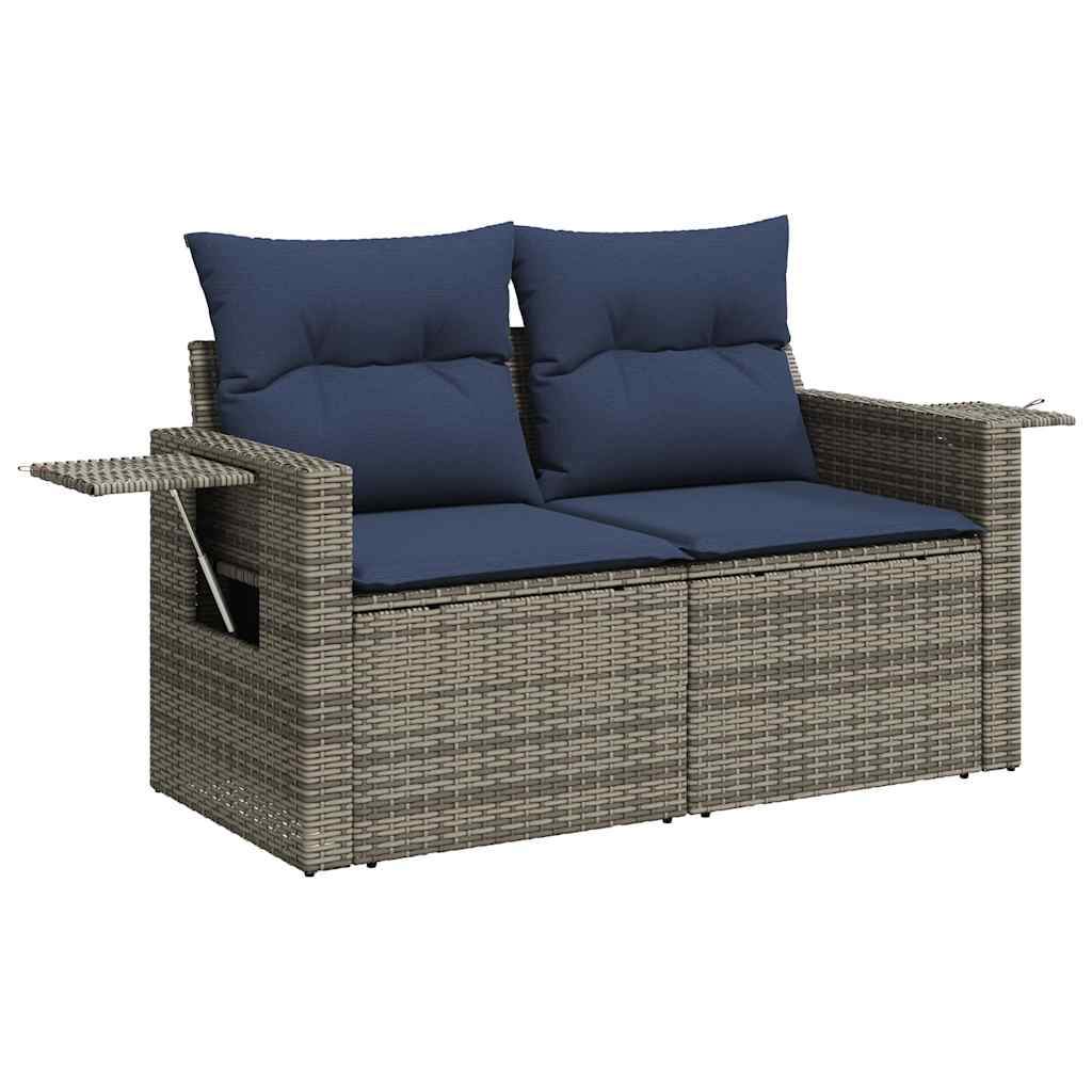 13-teiliges Gartensofa-Set mit Kissen, grau, Polyrattan
