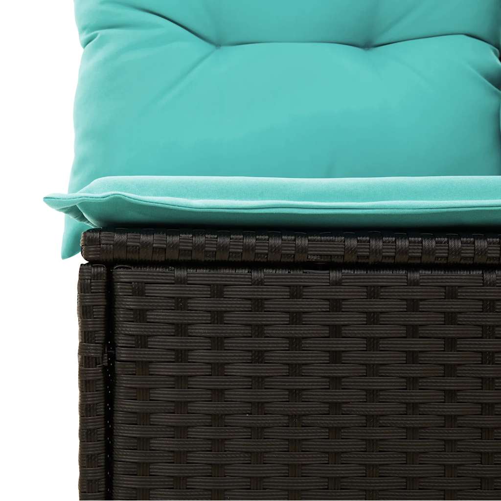 5-teiliges Gartensofa-Set mit Kissen, schwarzes Polyrattan