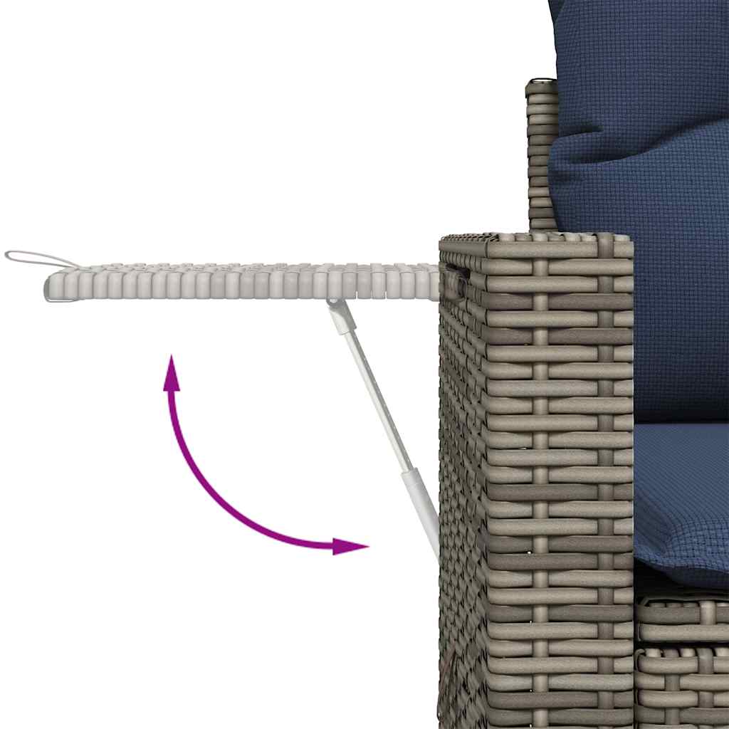 12-teiliges Gartensofa-Set mit Kissen, grau, Polyrattan