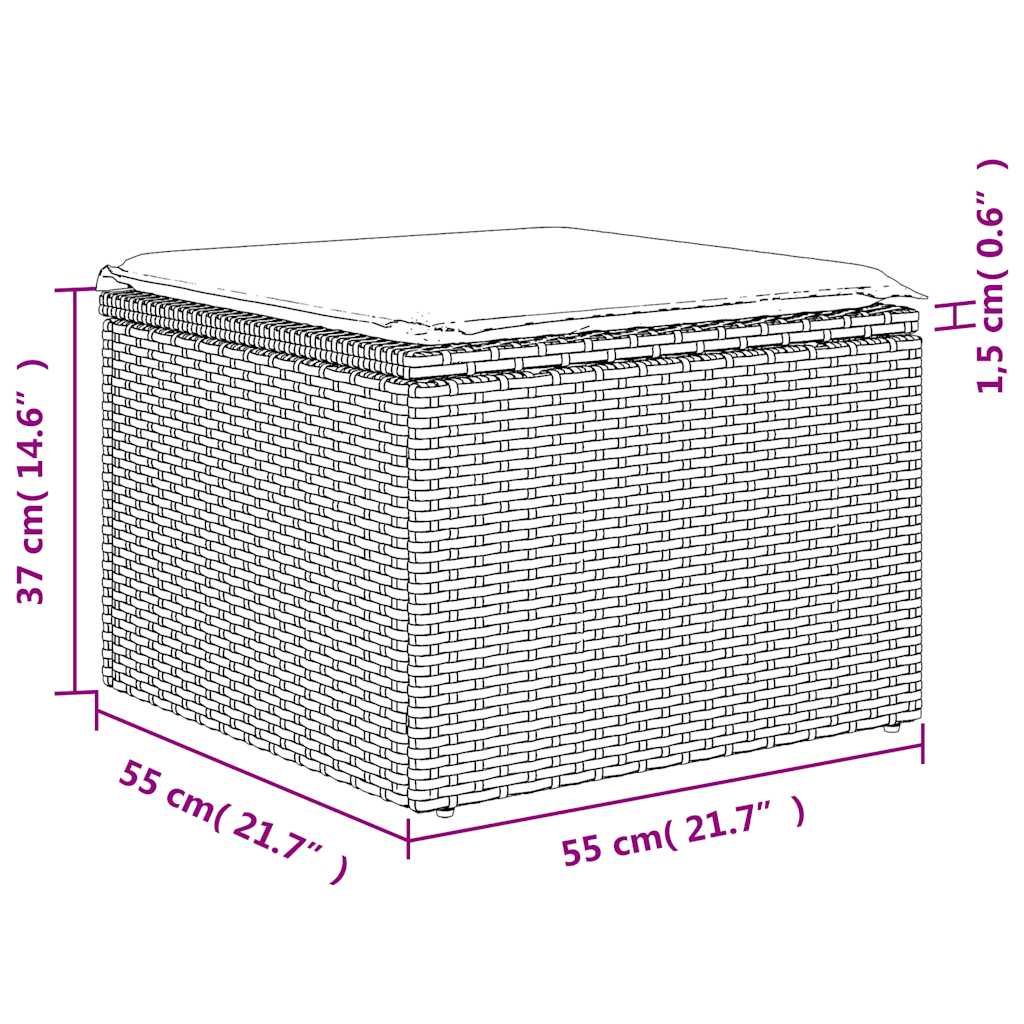 7-teiliges Gartensofa-Set mit Kissen, schwarzes Polyrattan