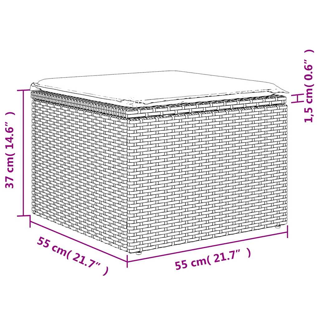 7-teiliges Gartensofa-Set mit Kissen, grau, Polyrattan