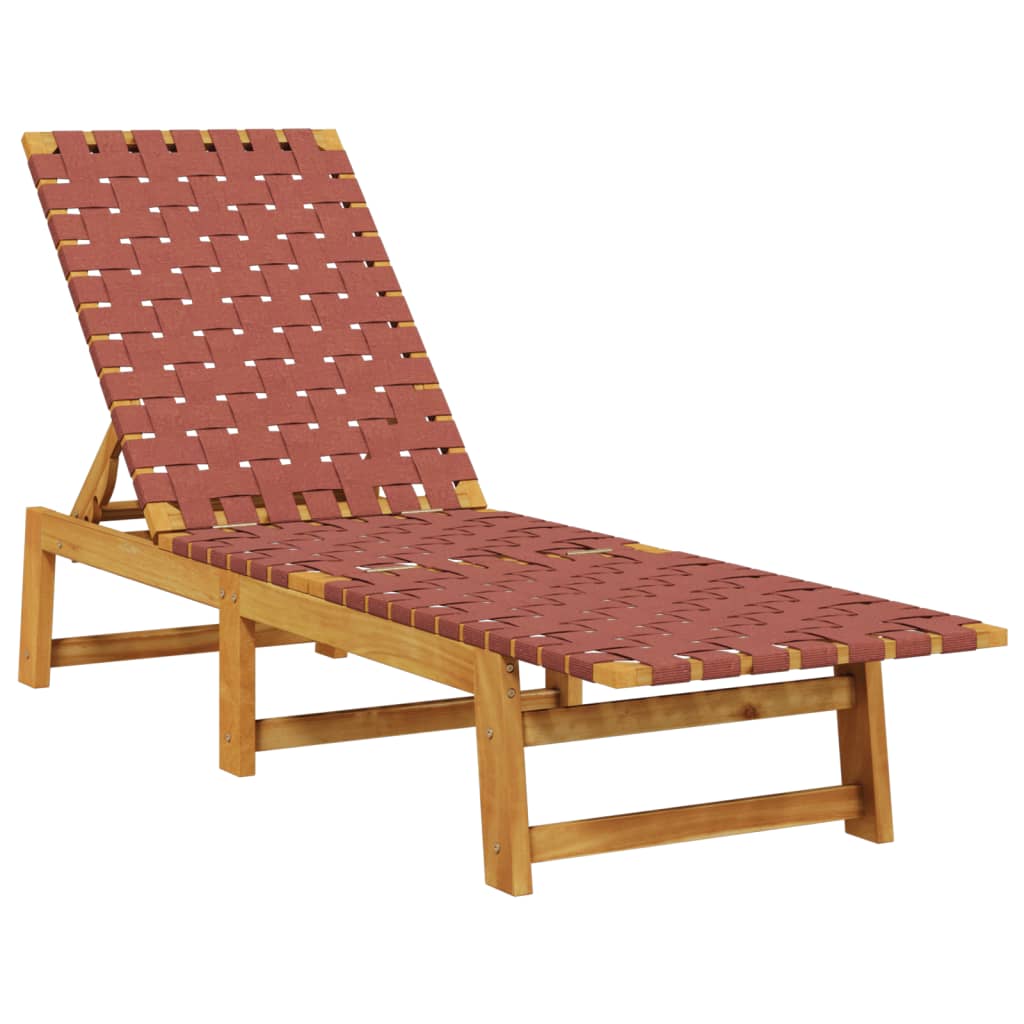 Sonnenliegen 2 Stk. Rot Massivholz Akazie und Stoff