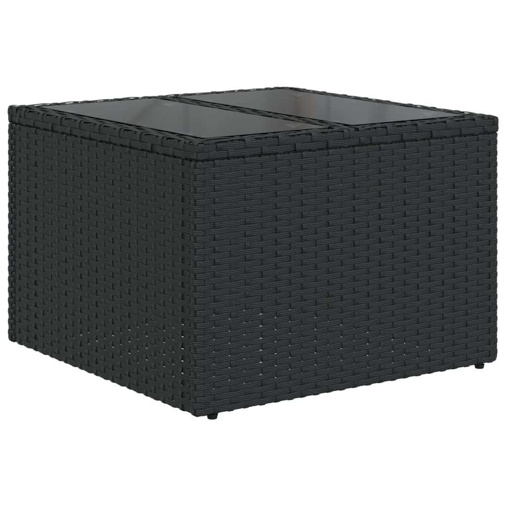 9-teiliges Gartensofa-Set mit Kissen, schwarzes Polyrattan