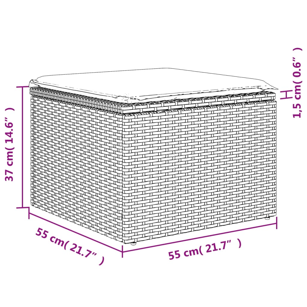 7-teiliges Gartensofa-Set mit Kissen, braun, Polyrattan