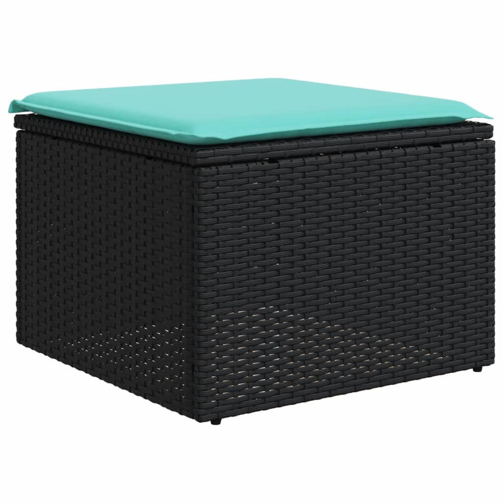8-teiliges Gartensofa-Set mit Kissen, schwarzes Polyrattan