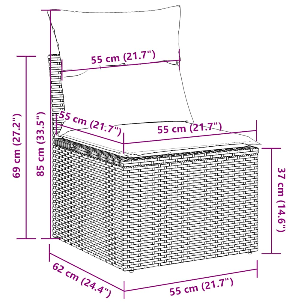 6-tlg. Garten-Sofagarnitur mit Kissen Hellgrau Poly Rattan