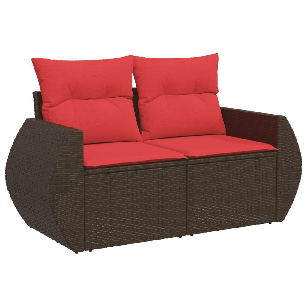 11-teiliges Gartensofa-Set mit Kissen, braun, Polyrattan