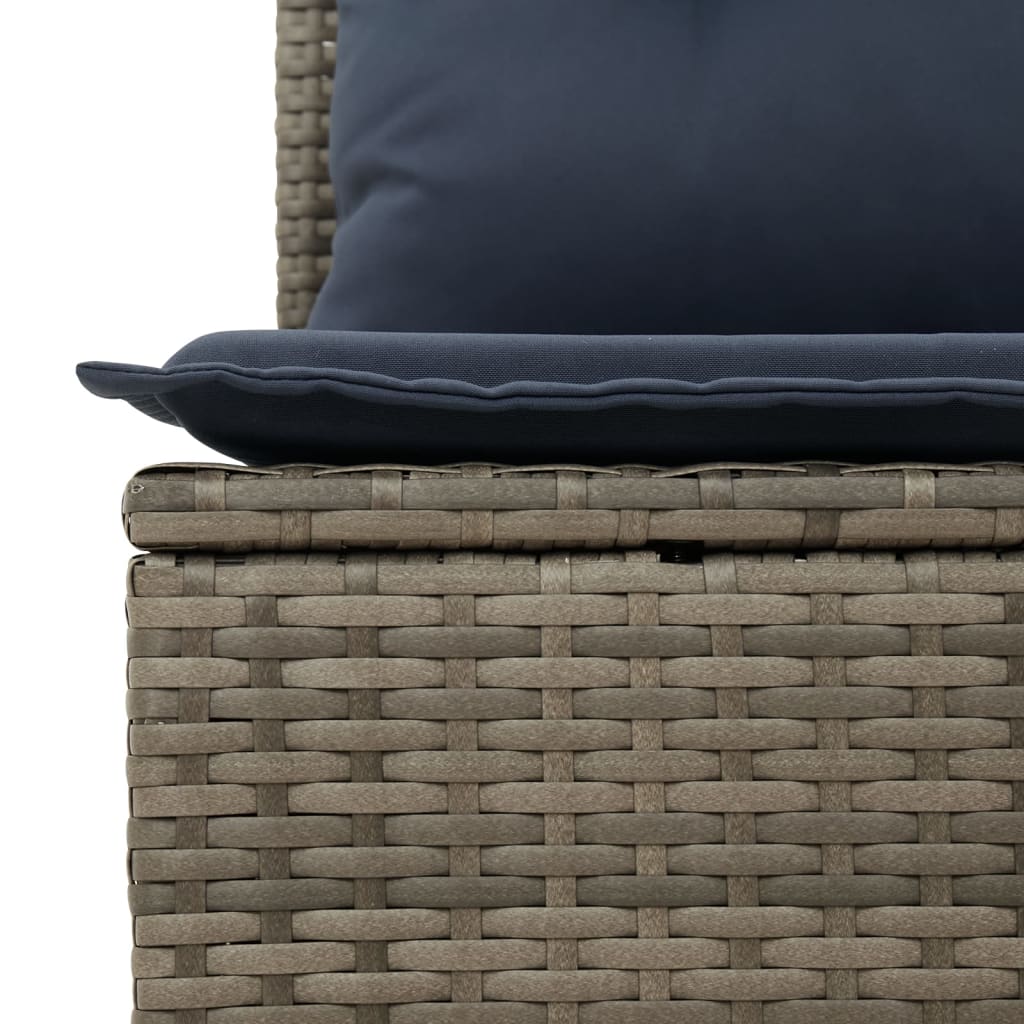 3-teiliges Gartensofa-Set mit Kissen, grau, Polyrattan