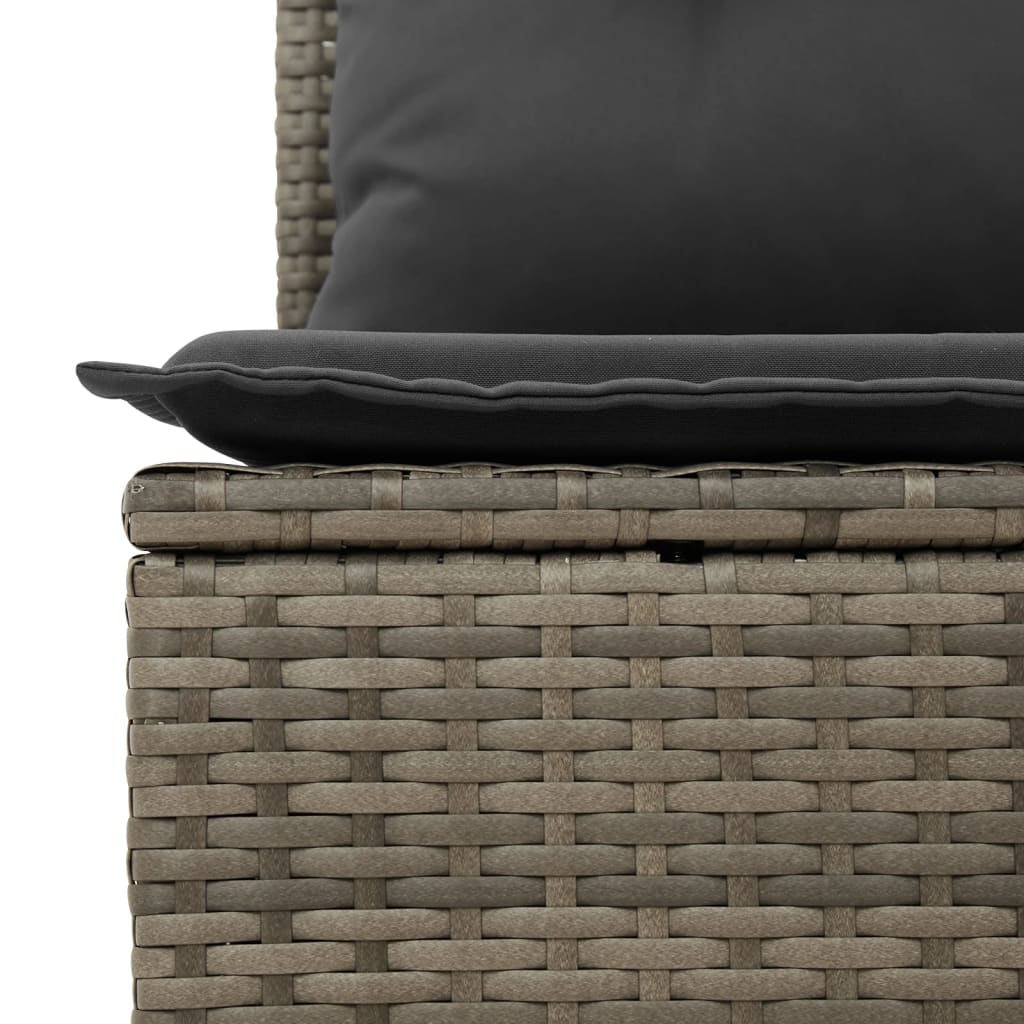 4-teiliges Gartensofa-Set mit Kissen, grau, Polyrattan