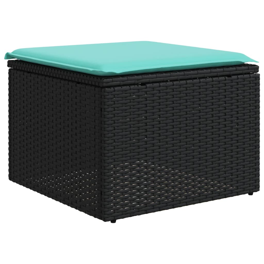 4-teiliges Gartensofa-Set mit Kissen, schwarzes Polyrattan