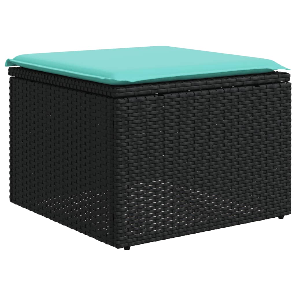 6-teiliges Gartensofa-Set mit Kissen, schwarzes Polyrattan