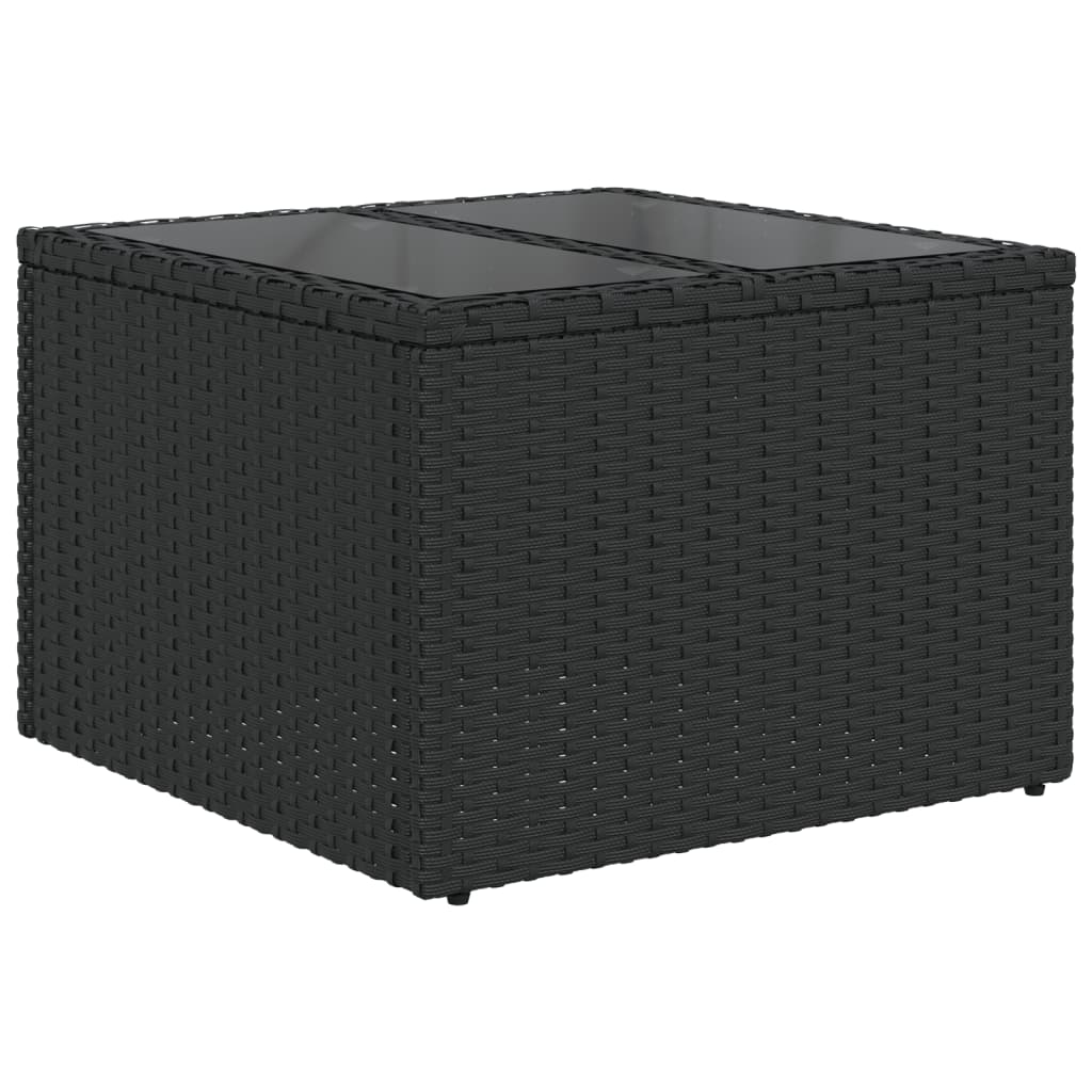 5-teiliges Gartensofa-Set mit Kissen, schwarzes Polyrattan
