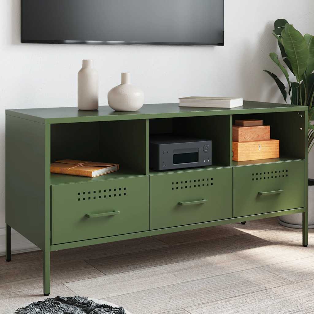 TV-Schrank Olivgrün 100,5x39x50,5 cm Stahl