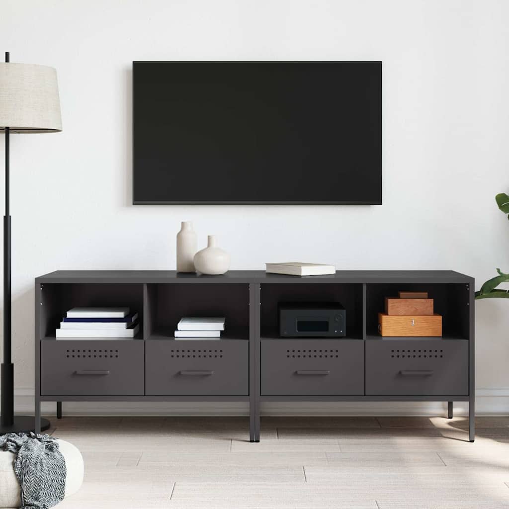 TV-Schränke 2 Stk. Schwarz 68x39x50,5 cm Stahl