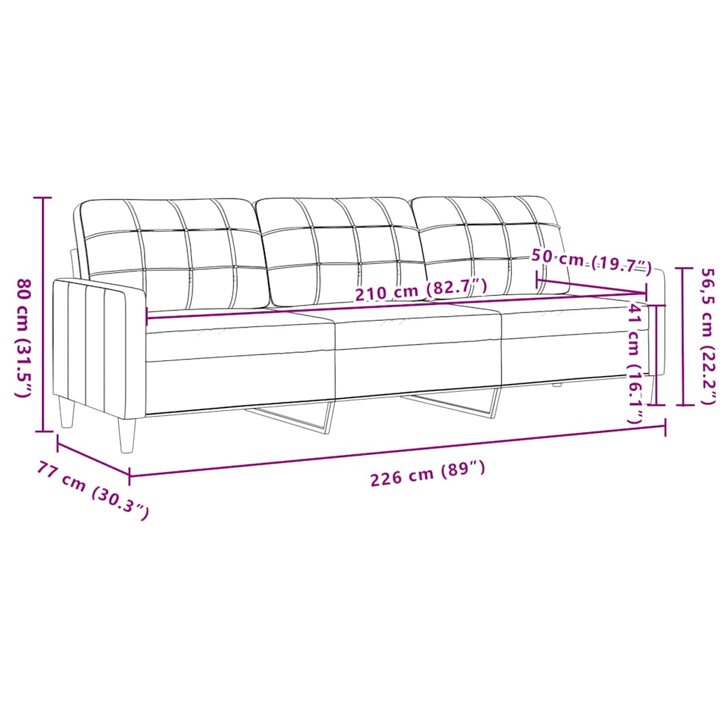 3-Sitzer-Sofa Braun 210 cm Stoff
