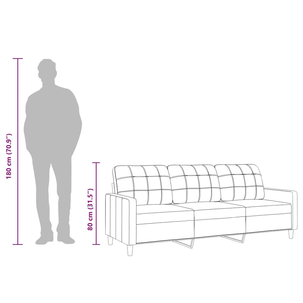 3-Sitzer-Sofa Schwarz 210 cm Stoff
