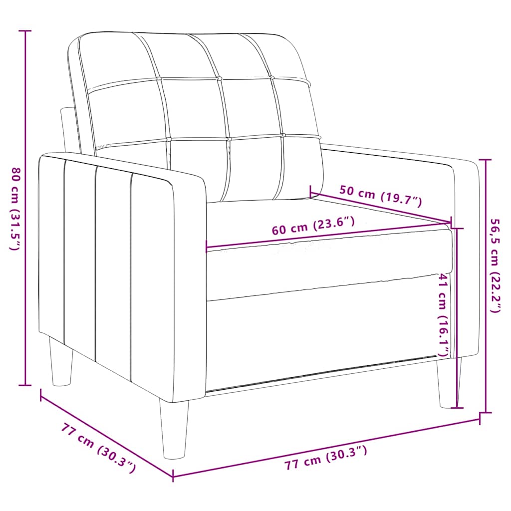 Sessel Creme 60 cm Samt