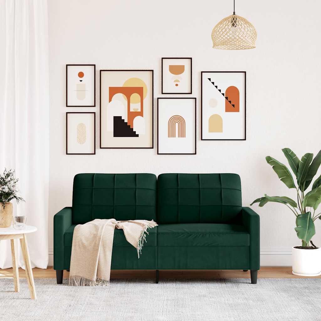 2-Sitzer-Sofa Dunkelgrün 140 cm Samt