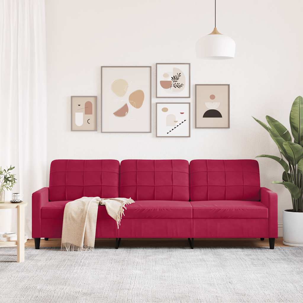 3-Sitzer-Sofa Weinrot 210 cm Samt