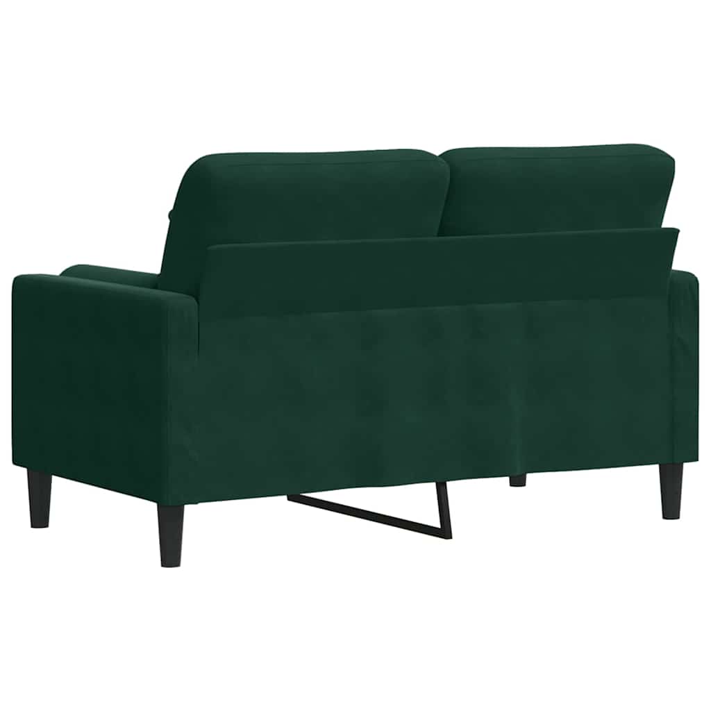 2-Sitzer-Sofa mit Zierkissen Dunkelgrün 120 cm Samt